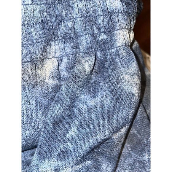 Michael Kors Smocked Tank Top Womens Small Stretch Baby Doll Blue - Picture 6 of 6